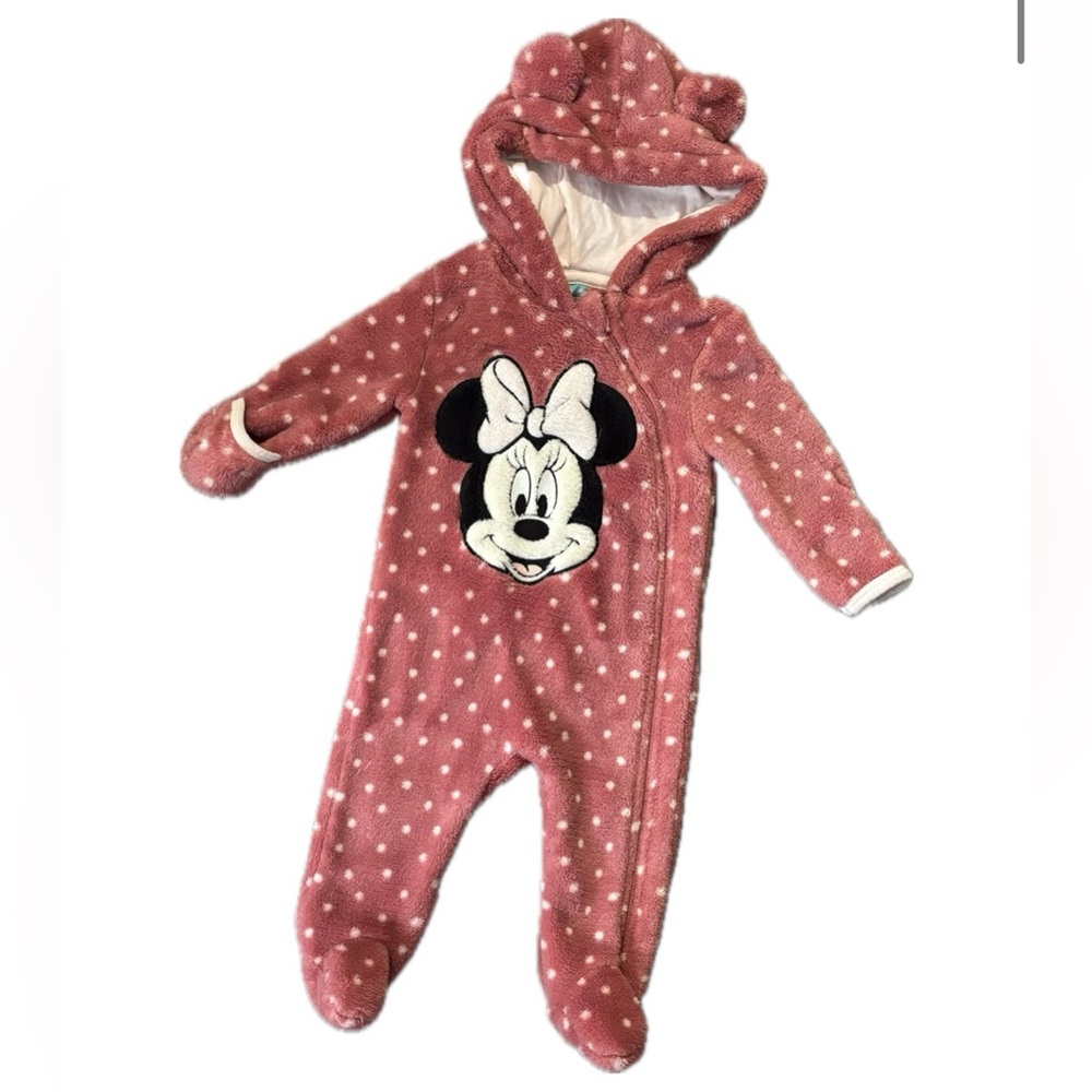 Disney Baby Hooded Snowsuit Minnie Mouse -Ears- 0–3M Zip Front